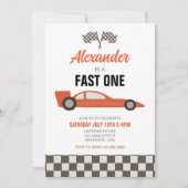 Race Car Fast Un 1er Anniversaire Invitation (Devant)