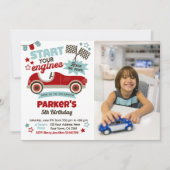 Race Car Fête à thème Invitation avec photo (Devant)