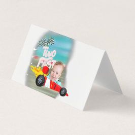 Race Car Food Label Twee Snelle Verjaardag Visitekaartjes