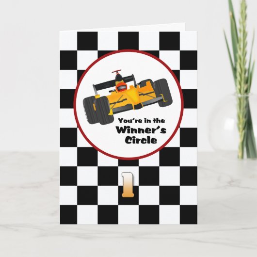 Race Car Happy 1st Birthday Card Kaart (Voorkant)