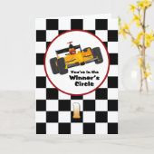 Race Car Happy 1st Birthday Card Kaart (Gele Bloem)