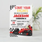 Race Car Invitation Anniversaire pour garçons (Debout devant)