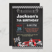 Race Car Invitation Anniversaire. Soirée d'anniver (Devant / Derrière)