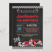 Race Car Invitation Anniversaire. Soirée d'anniver (Devant / Derrière)