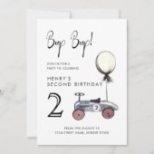 Race Car Invitation Rouge 2e anniversaire Vintage (Devant)
