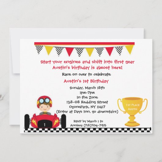 Race car Invite Kaart (Voorkant)