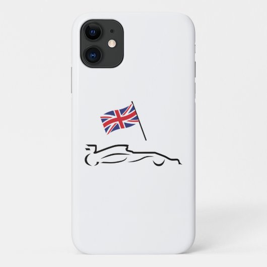 Race Car Line Drawing with British Flag Case-Mate iPhone Case (Achterkant)