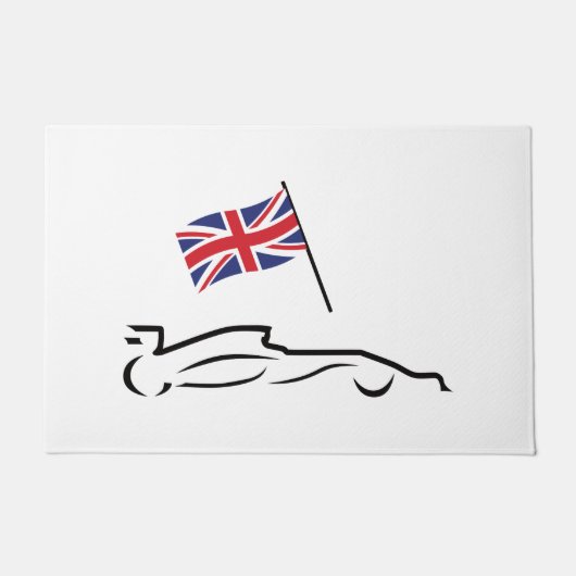 Race Car Line Drawing with British Flag Deurmat (Voorkant)