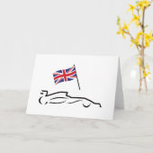 Race Car Line Drawing with British Flag Kaart (Gele Bloem)