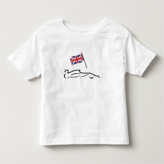 Race Car Line Drawing with British Flag Kinder Shirts (Voorkant)