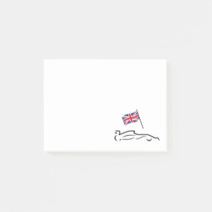 Race Car Line Drawing with British Flag Post-it® Notes