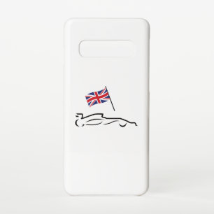 Race Car Line Drawing with British Flag Samsung Galaxy S10 Hoesje