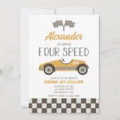 Race Car Made Four Speed Birthday Uitnodiging (Voorkant)