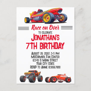 Race Car Monster Truck Cars Racing Birthday Briefkaart
