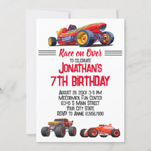 Race Car Monster Truck Cars Racing Birthday Kaart