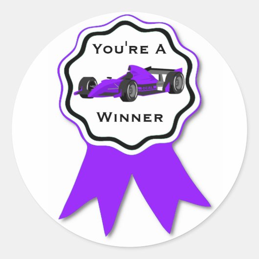 Race Car Paarse Ribbon Sticker (Voorkant)