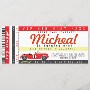 RACE CAR PARTY INVITE KAART
