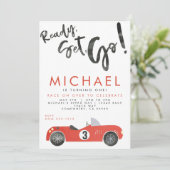 RACE CAR PARTY INVITE KAART (Staand voorkant)