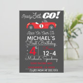 RACE CAR PARTY INVITE KAART (Staand voorkant)