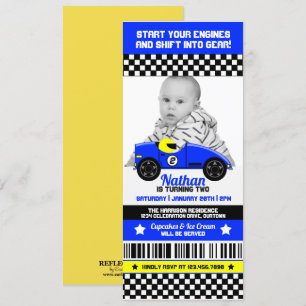 Race Car Photo Template Birthday Party Uitnodiging