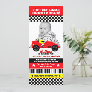 Race Car Photo Template Birthday Party Uitnodiging