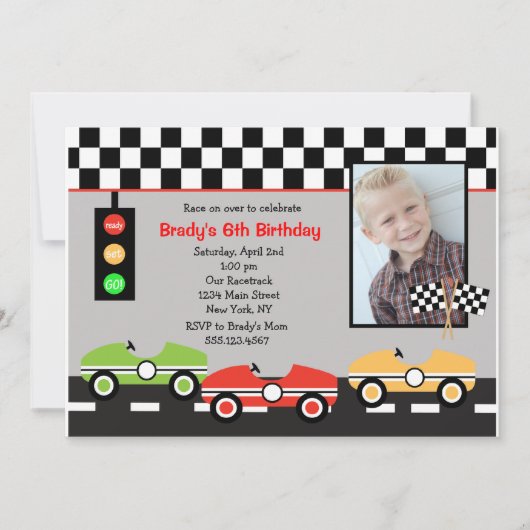 Race Car Racecar Brithday Boys Birthday Invitation (Devant)