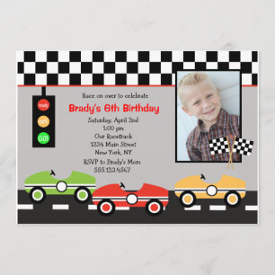 Race Car Racecar Brithday Boys Kaart