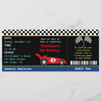 Race Car Racer Birthday Uitnodiging