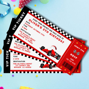 Race Car Racing Boy Birthday Party Ticket Kaart
