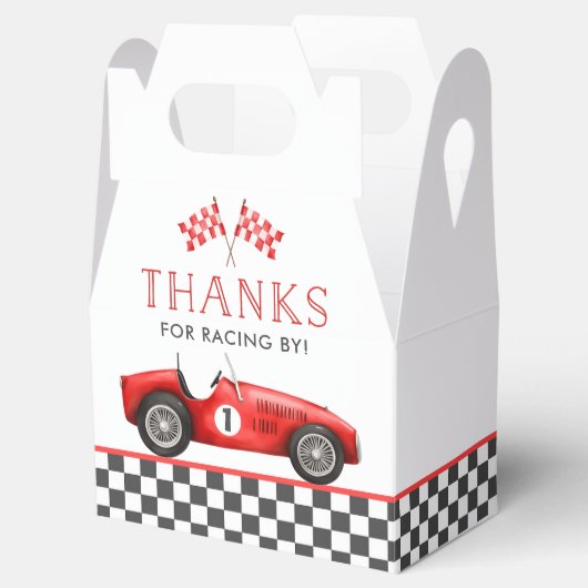 Race Car Red Racing Boy 1e verjaardag Bedankdoosjes (Geopend)