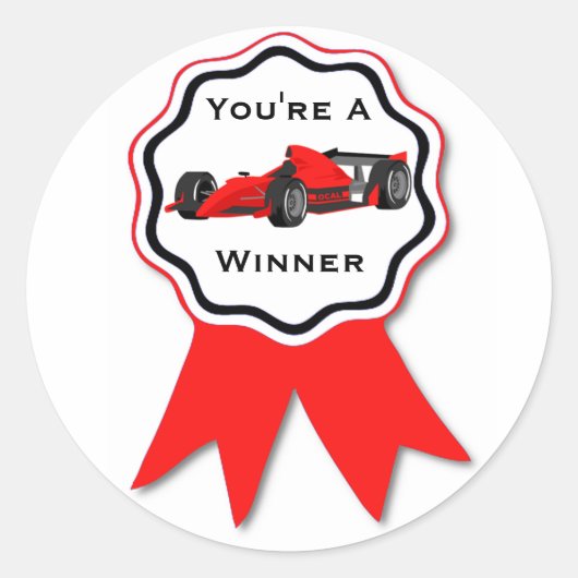 Race Car Red Ribbon Sticker (Voorkant)