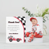 Race Car Rouge Fête d'anniversaire Carte de remerc (Debout devant)
