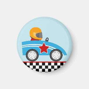 Race Car round magnet Magneet