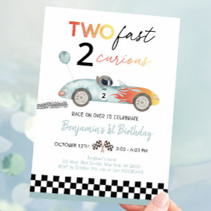 Race Car Second Birthday Kaart