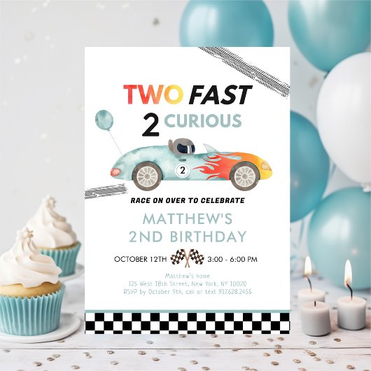Race Car Second Birthday Two Fast Kaart
