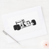 Race Car Silhouette Black and white Square Sticker (Envelop)