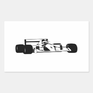 Race Car Silhouette Black and white Square Sticker
