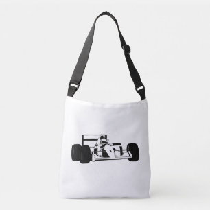 Race Car Silhouette zwart-wit Crossbody Tas