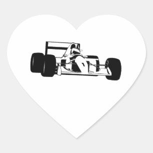 Race Car Silhouette zwart-wit Hart Sticker