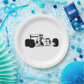 Race Car Silhouette zwart-wit Papieren Bordje (Feest)