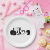 Race Car Silhouette zwart-wit Papieren Bordje (Feest)