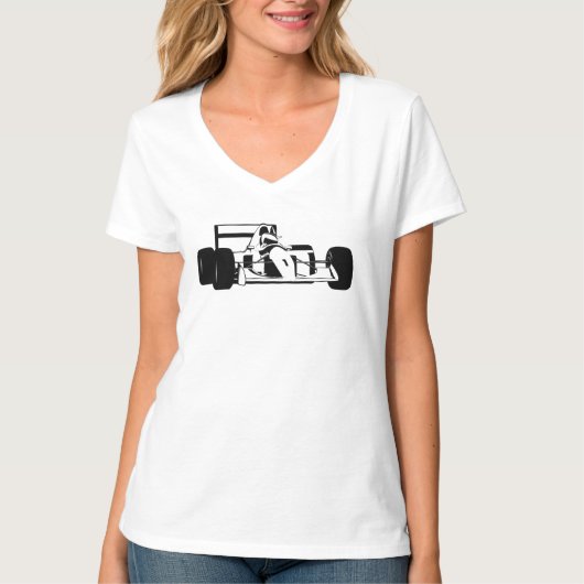 Race Car Silhouette zwart-wit T-shirt (Voorkant)