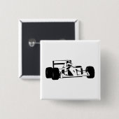 Race Car Silhouette zwart-wit Vierkante Button 5,1 Cm (Voorkant /achterkant)