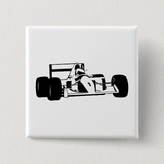 Race Car Silhouette zwart-wit Vierkante Button 5,1 Cm (Voorkant)