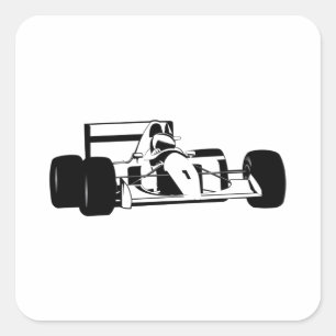 Race Car Silhouette zwart-wit Vierkante Sticker