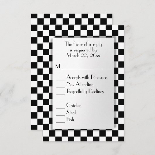 Race Car Thème RSVP avec Menu Choix (Devant / Derrière)