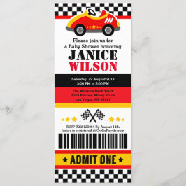 Race Car Ticket Pass Baby shower Party - Uitnodigi Kaart