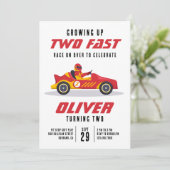 Race Car Two Fast 2e verjaardag Kaart (Staand voorkant)