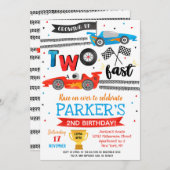  Race Car Two Fast 2nd Birthday Party Invitations  (Devant / Derrière)