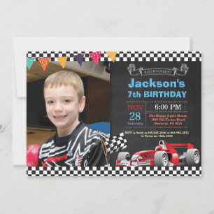Race Car Verjaardag Uitnodiging. Verjaardagsfeestj Kaart